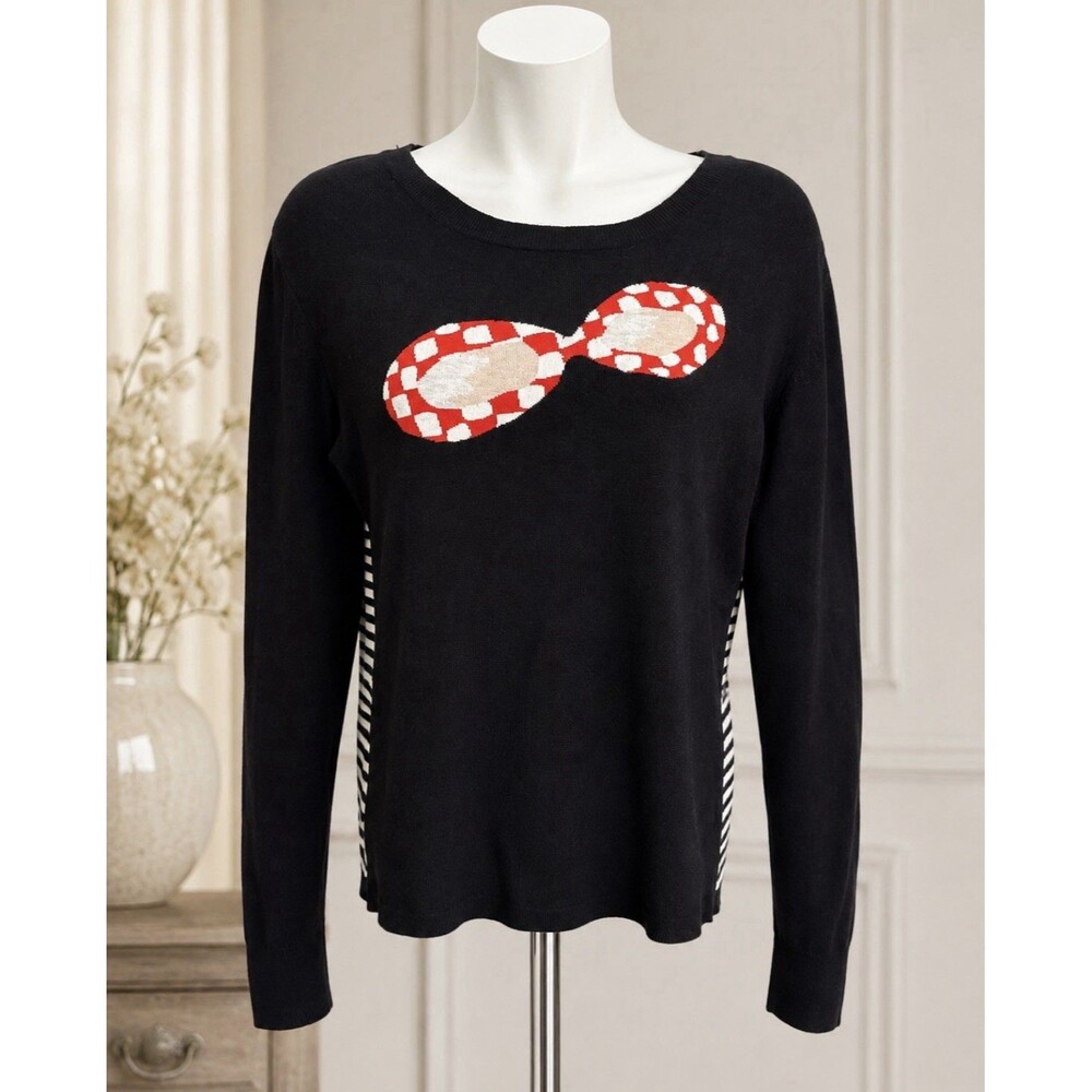 Lisa Todd Sunglasses Sweater S Black Stripes Lightweight